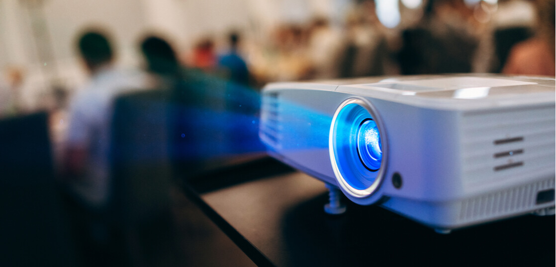 LCD_video_projector_at_business_conference